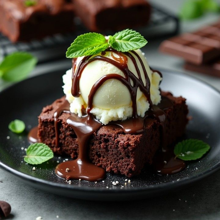Brownies with ice cream